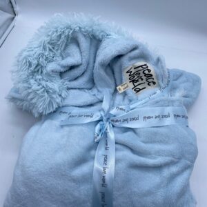 Peace Love World Faux Fur Cozy Robe with Affirmation 2X/3X (ICE BLUE)